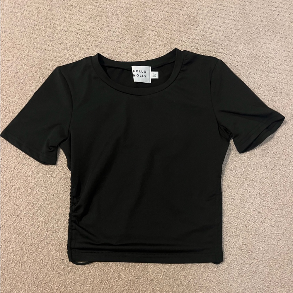 Hello Molly Backless Black Tie Crop Tee